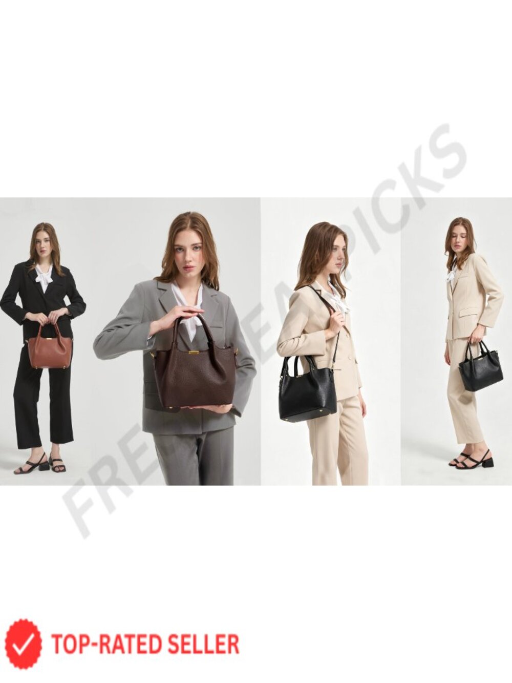 Vegan Leather Satchel Handbag Women Tote Shoulder Crossbody Bag - Picture 6 of 6